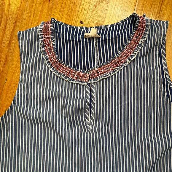 Hem & Thread Blue and White Striped Sleeveless Top - Picture 5 of 5